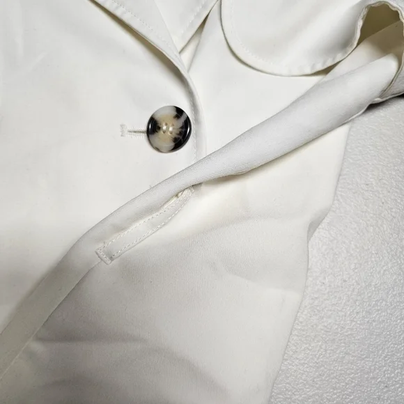 Forever 21 Womens Colorblock Trench Coat Cream Black Double Breasted Small - Picture 7 of 8